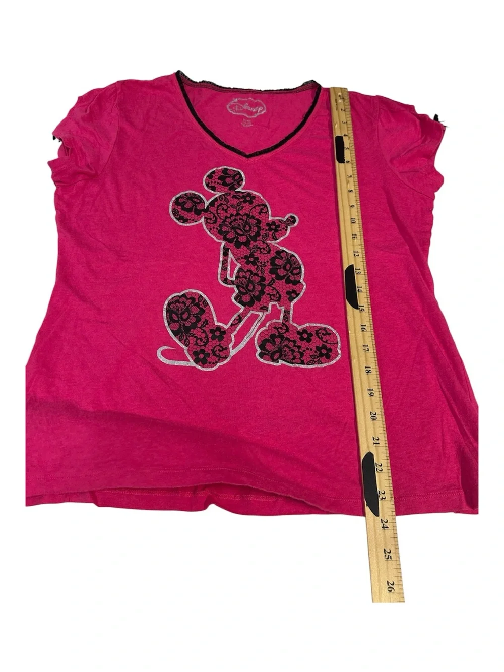 Disney Mickey Mouse 2 Piece Pajama Set XL 16-18 Pink Floral Capri Sleepwear - Picture 7 of 12